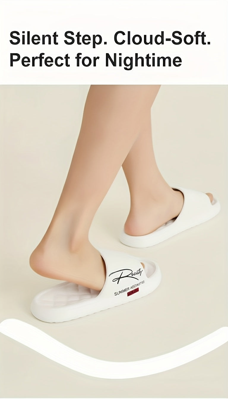 Four Seasons EVA Slip-On Slippers, Simple Positioning Print, Versatile Slip-On, Casual Soft Sole, Non-Slip Bathroom Slides, Unisex Household Slippers for All Seasons - ayq