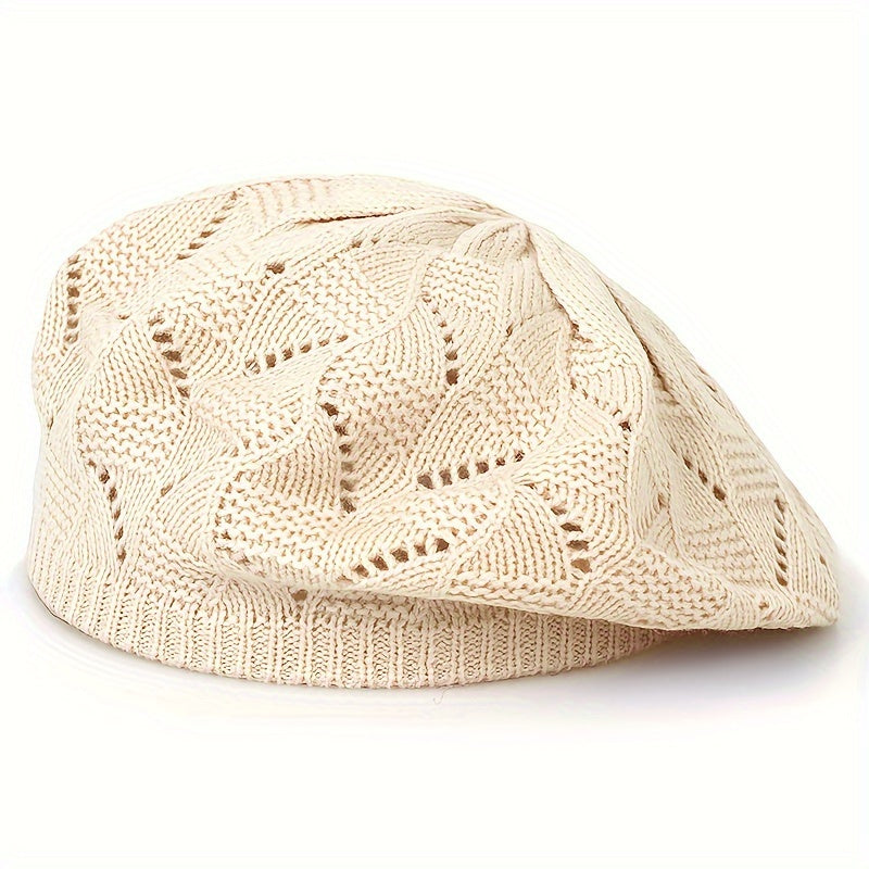 Hollow Out Breathable Beret Hats Casual Solid Color Painter Cap Elastic Berets For Women daily use