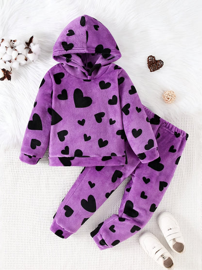 Աղջիկների համար նախատեսված սրտաձև նախշերով գլխարկով սվիտերի և տաբատի հավաքածու, նոր աշուն-ձմեռ, հարմարավետ, սիրուն, առօրյա, տաք, կատարյալ է բացօթյա օգտագործման համար