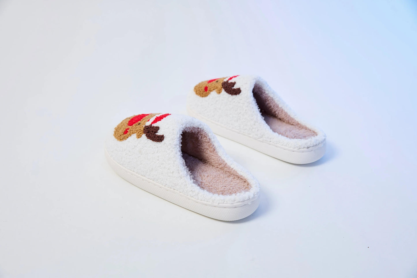 Mrs Hui Men's & Women's Plush Flocked Reindeer Slippers - Cozy Winter Indoor/Outdoor Christmas House with Antlers, Soft Warm & TPR Sole, Unisex -Like Footwear for Holiday Parties, Slippers For Women, House Slippers For Women,