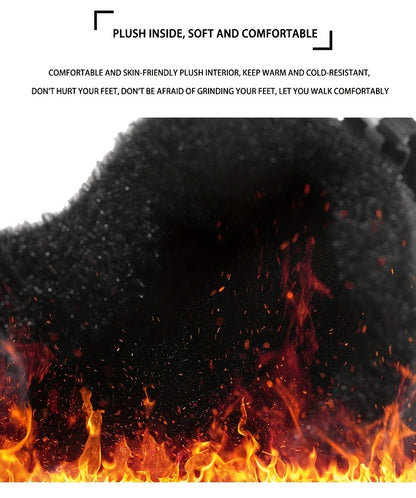 HIDEDUGO-ի ծանրքաշային ձմեռային կոշիկներ-սնիկերներ - Տաք միջին բարձրությամբ կոշիկներ, ամենագնացքային TPR ներբան, կապերով արտաքին կոշիկներ սառույցի և ձյան համար, մեծ չափսեր (սև/սպիտակ) - Ցուրտ եղանակի համար ամենօրյա և սպորտային կոշիկներ