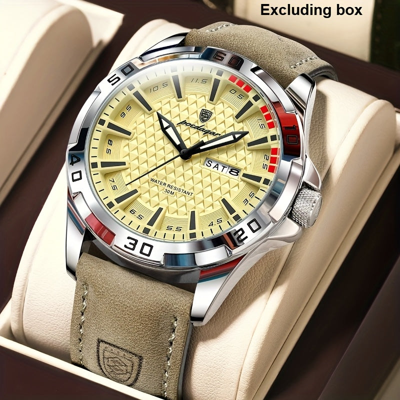 POEDAGAR Men's Casual Quartz Watch with Date & Waterproof