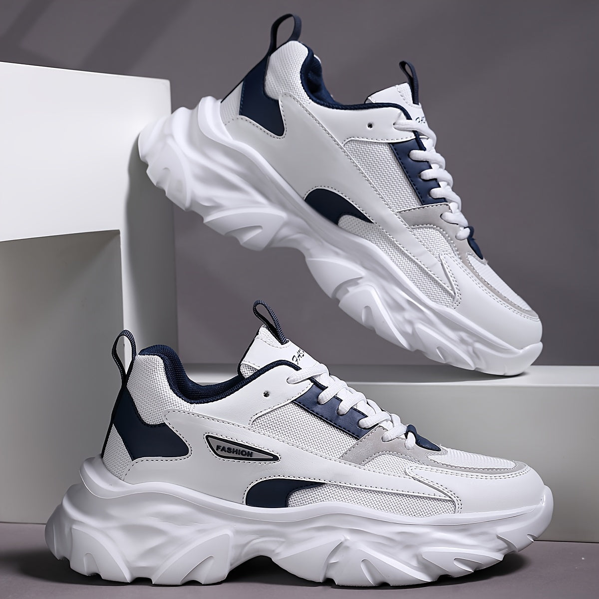 Men'S Comfortable And Breathable Casual Thick-Soled All-Season sneakers, Lightweight Outdoor Trendy Versatile Front-Laced Running Shoes - ayq