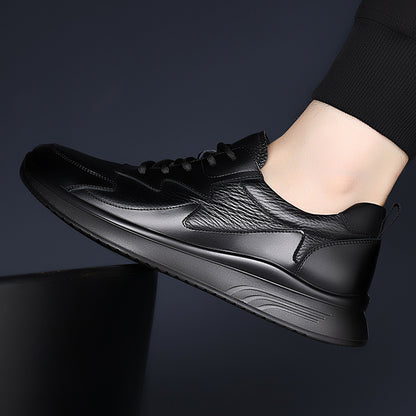 Men'S Fleece Lined Sneakers | Simple Panel Design, Heel Pull Tab, Trendy Casual Shoes for Campus Life and Dating, Low Top, Genuine Faux Leather Upper, Fabric Insole and Inner Material, Solid Color