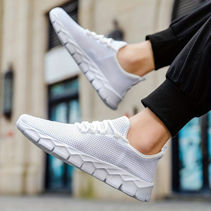 Men's Solid Slip On Sneakers, Breathable Lightweight Non Slip Casual Shoes For Outdoor Gym Workout Park Walking All Seasons Comfy