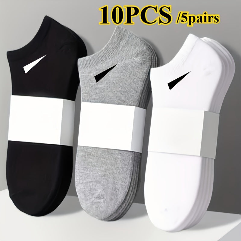 Unisex Casual Sports Ankle Socks 10pcs Breathable & Sweat-Proof