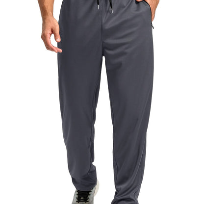 Men's Sports Pants With Drawstring And Zippered Pockets, Lightweight And Breathable Bottoms For Running/Casual Wear