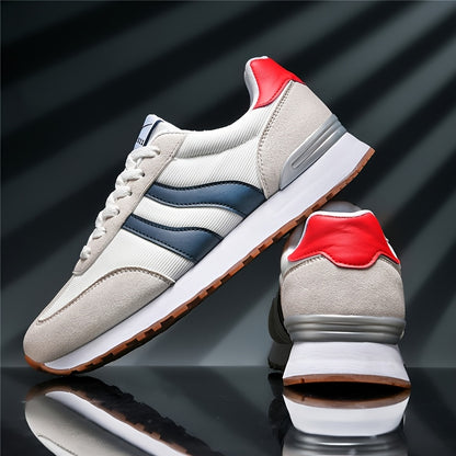 AOPLUS Men's Breathable Casual Sneakers - Lightweight Running Shoes with Cushioned Insole, Durable Rubber Sole, and Stylish Color Block Design for Sports and Casual Attire