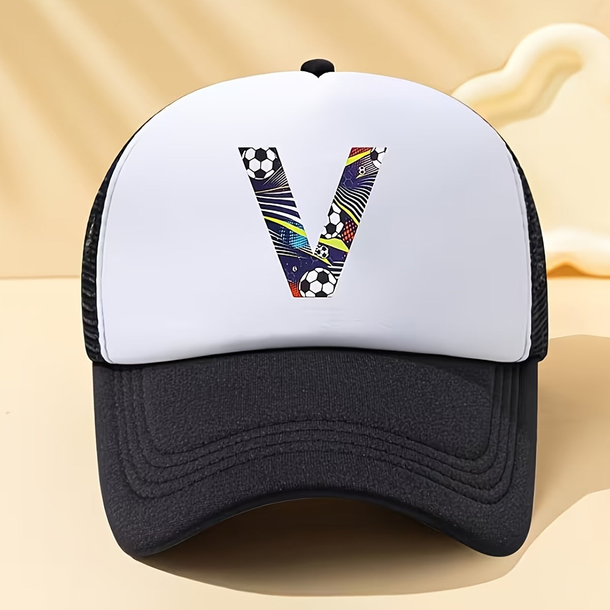 Boys' Breathable Soccer Alphabet Mesh Baseball Cap - Summer Style