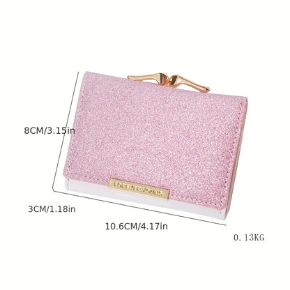 1pc, Women's Luxury High-Quality Wallet, Multi-Functional Multi-Card Slot Exclusive Coin Purse, Portable Compact Versatile Travel, Gorgeous Small Sequins, Exquisite Lady Gentle Style, Unique Design, Metal Snap Closure, Solid