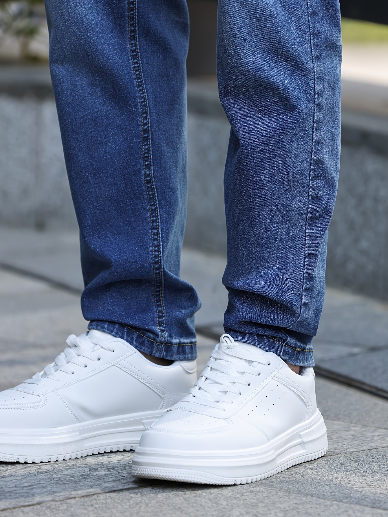 Men's Slim-Fit Stretch Denim Jeans - Casual Street Style, Mid-Rise, Light Blue, Comfortable & Versatile for All Seasons