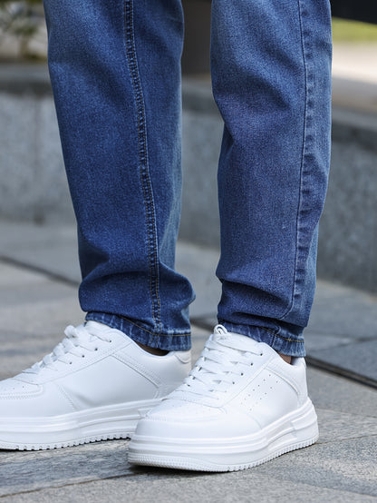 Men's Slim-Fit Stretch Denim Jeans - Casual Street Style, Mid-Rise, Light Blue, Comfortable & Versatile for All Seasons