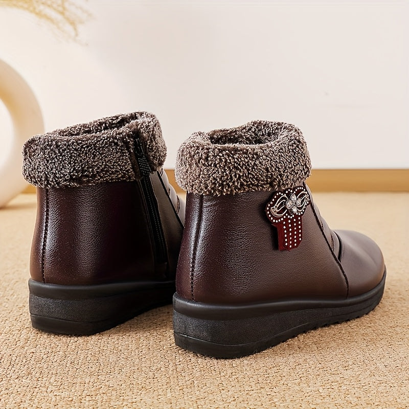 Կանացի հարմարավետ և տաք կոշիկներ աշնան և ձմռան համար, կարճաճիտ բրդյա երեսպատմամբ, ձնագնաց կոշիկներ, կաշվե կոշիկներ, փայլուն սև պլատֆորմով կոշիկ, էլեգանտ անձրևային կոշիկ կանանց համար, տաք և հարմարավետ բոտիններ աշխատանքի համար, ցածր կոճով: