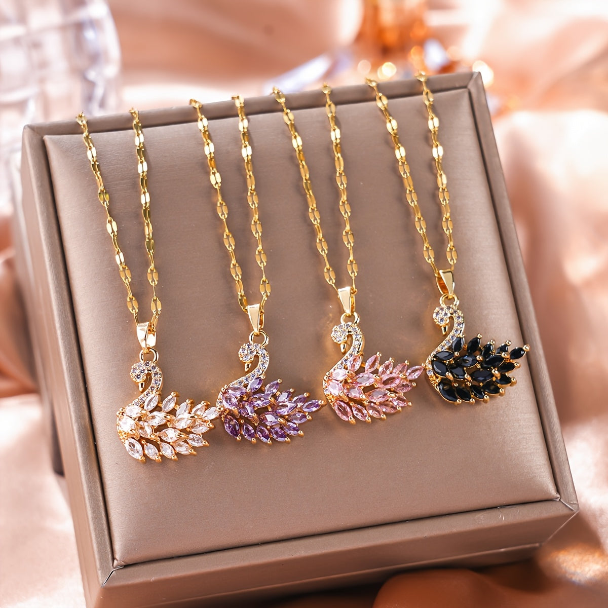 Elegant Swan Pendant Necklace with Cubic Zirconia for Women