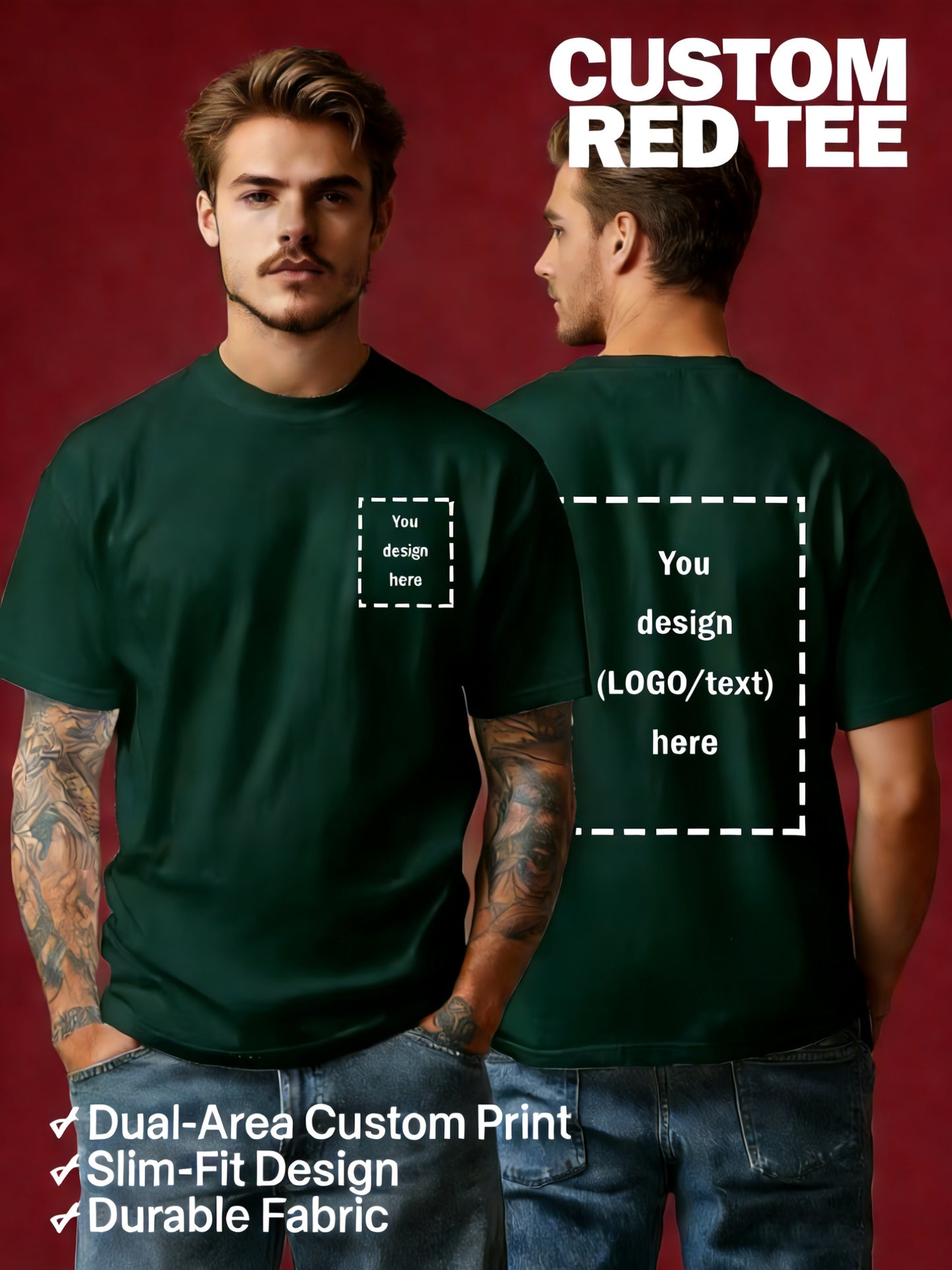 Men's Customizable Polyester T-Shirt with Crew Neck - Breathable Summe
