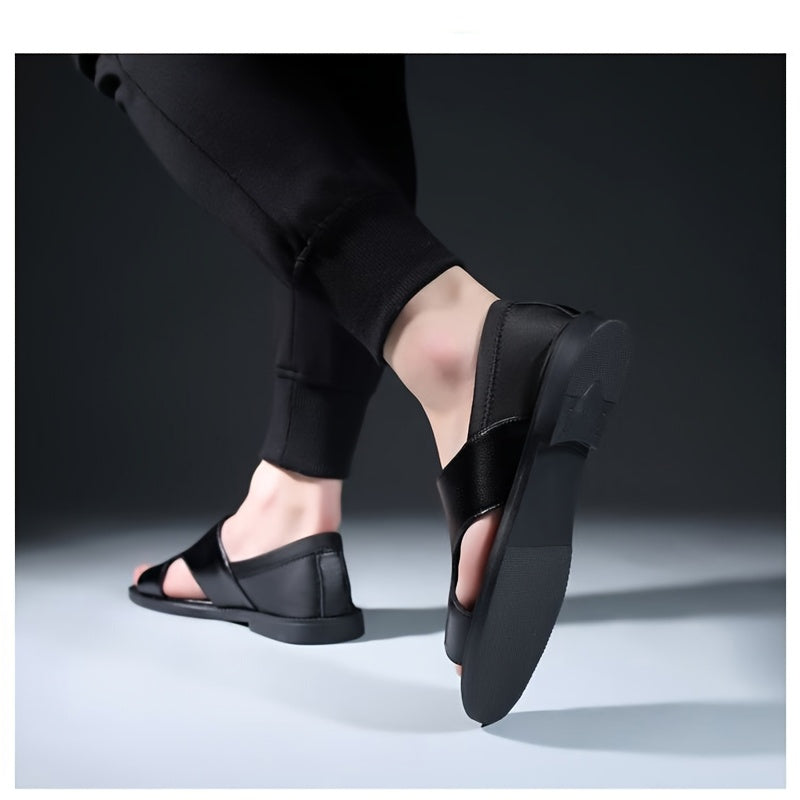 Men's Minimalist PU Sandals with Soft Rubber Sole, All-Season