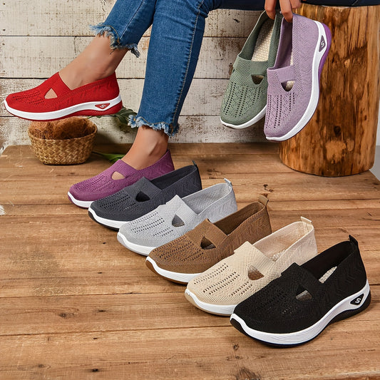 Women's Casual Slip-On Sneakers - Breathable Fabric, EVA Sole, Low-Top Design in Red, Blue, Purple, Gray, Black, Brown - Comfortable All-Season Footwear, Ladies Sneakers
