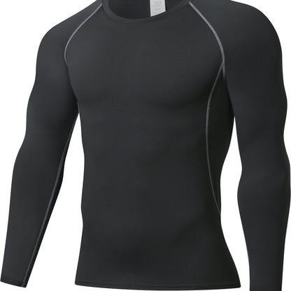 [Formfitting Shirt] Elite Athletic երկարաթև կոմպրեսիոն վերնաշապիկ - բարձր ձգվող, շնչող պոլիեսթեր և սպանդեքս խառնուրդ, պարանոցի պարանոց, անտեսանելի - իդեալական մկանային խմբերի պաշտպանության համար, մեքենայով լվացվող - կապույտ, մարզասրահի հագուստ