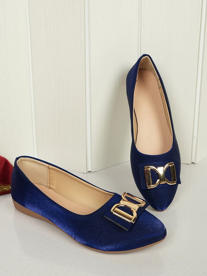 Women's Elegant Red Slip-On Flats with Golden Double Buckle Design - Comfortable Faux Cover Shoes for All Seasons, Pointed Toe Rubber Sole, Perfect for Casual or Dressy Occasions, Dressy Flats   Buckle Embellished Shoes   Lux