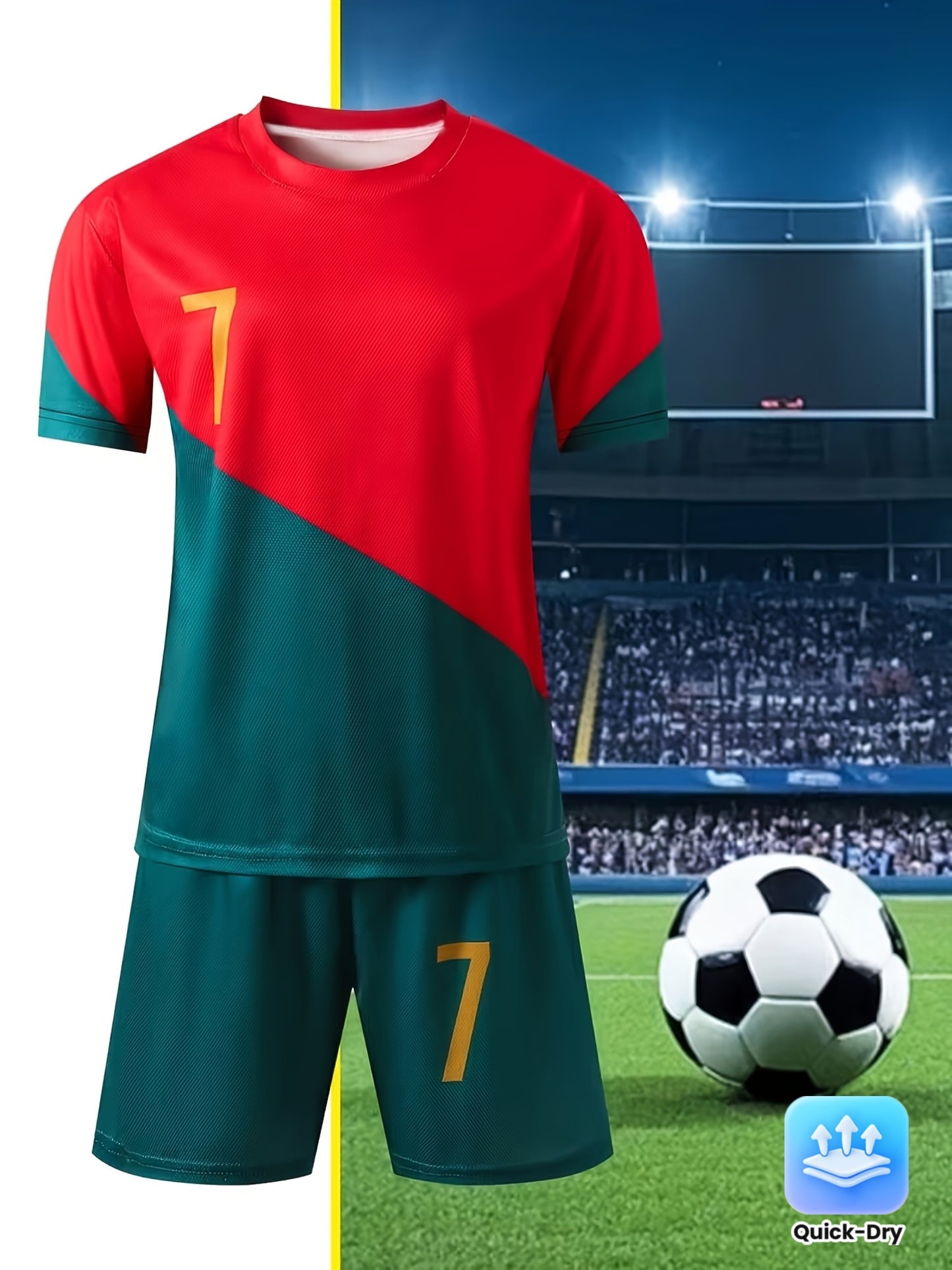 Youth Quick-Dry Football Shirt and Shorts Set - Lightweight Polyester