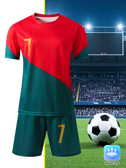 Youth Quick-Dry Football Shirt and Shorts Set - Lightweight Polyester