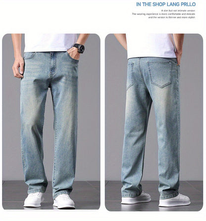 Men'S Stretchy Long Pants, Stylish And Versatile, Slim Fit, Breathable, Trendy Denim Trousers for Spring And Summer.
