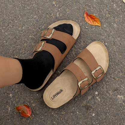 Men's Casual Cork Slip-On Sandals with Adjustable Buckles