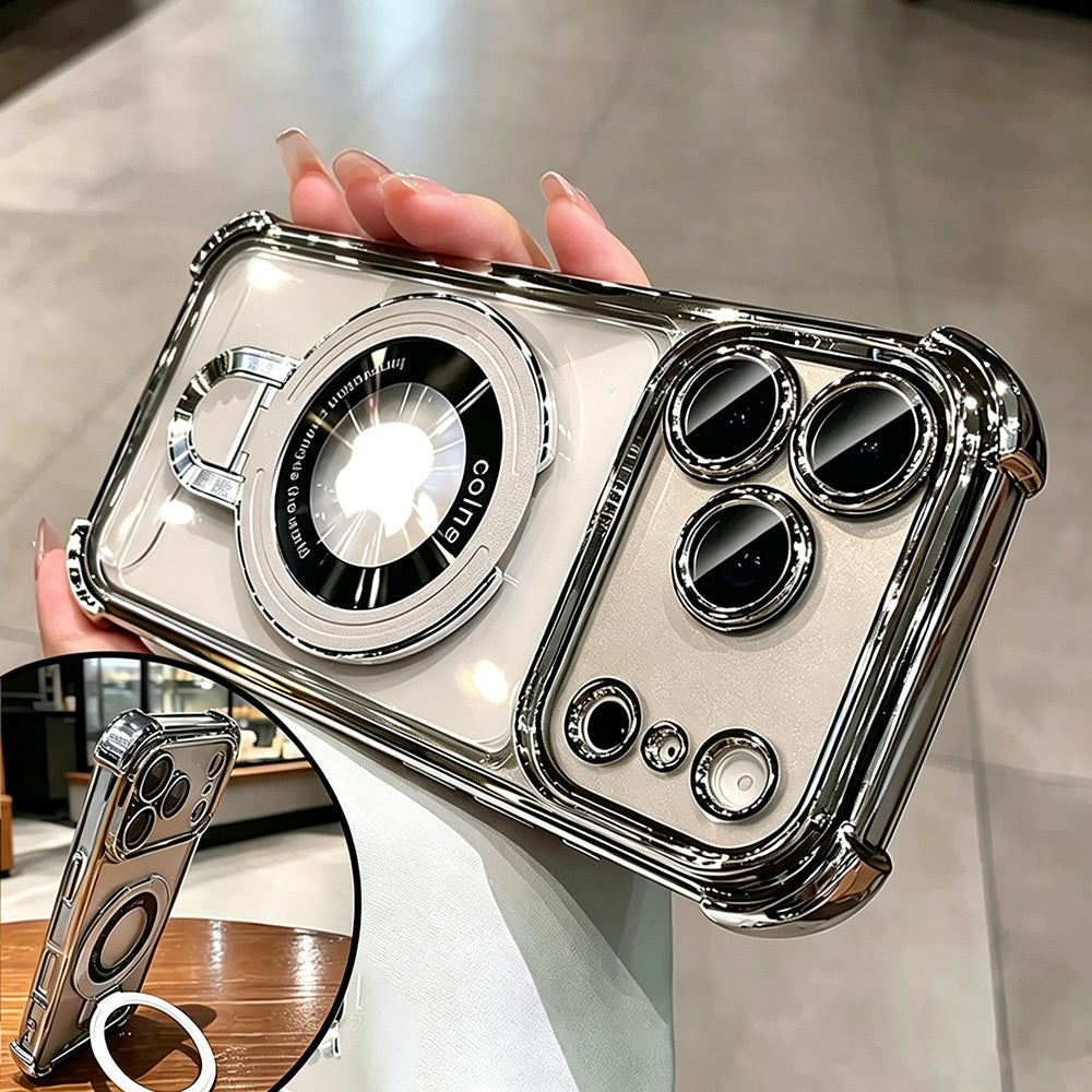 Ultra-Thin Transparent Magnetic Stand Phone Case for iPhone 11-18 Pro