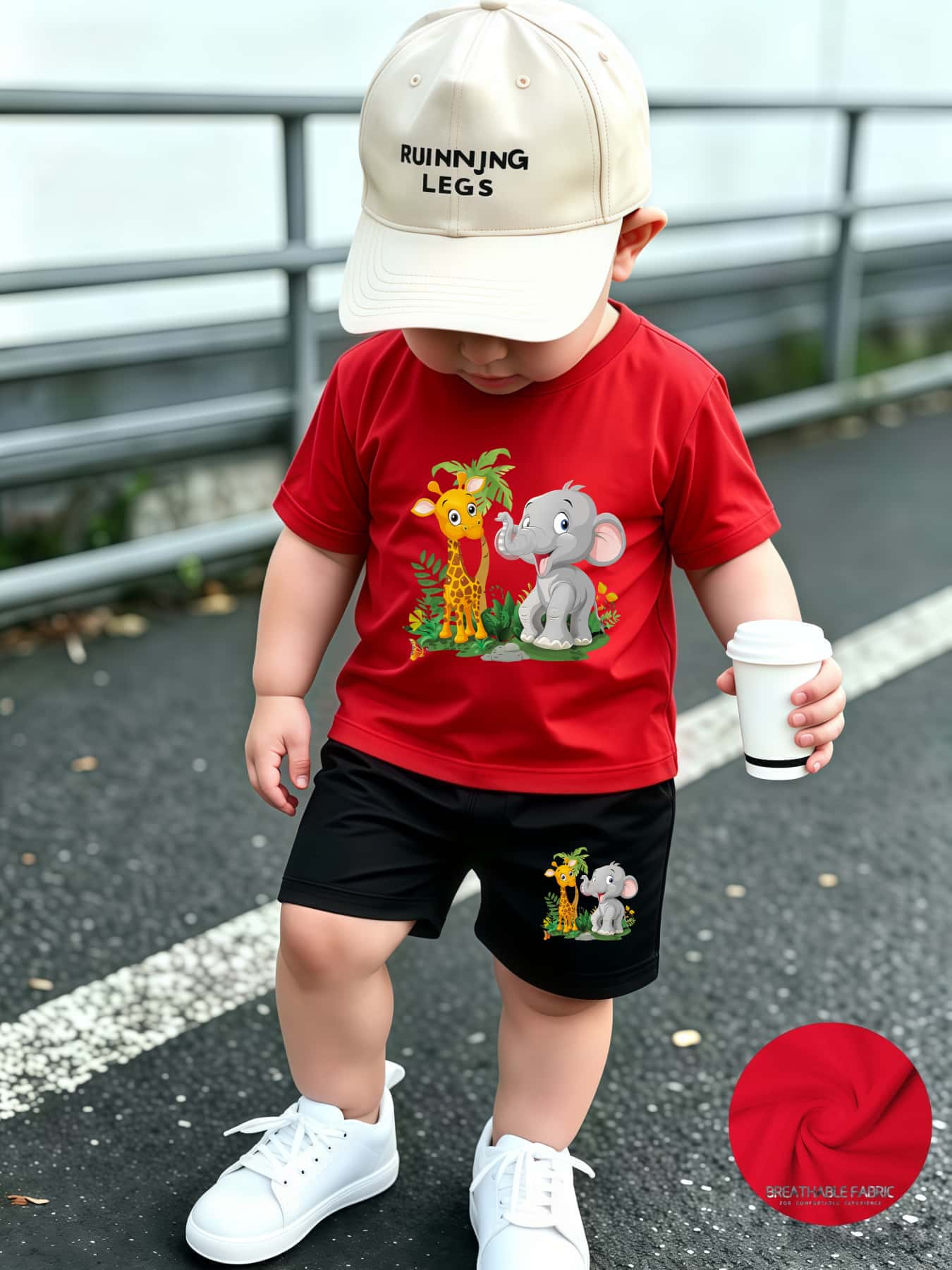 Summer Quick-Dry Shorts & Tee Set for Baby Boys, Jungle Print