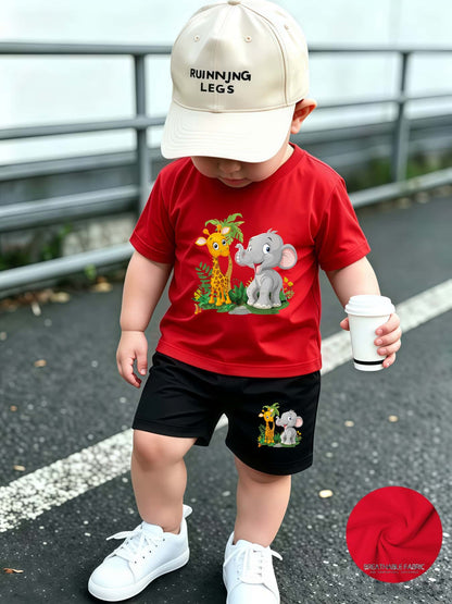 Summer Quick-Dry Shorts & Tee Set for Baby Boys, Jungle Print
