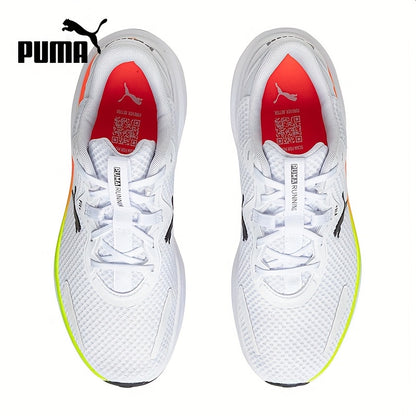 PUMA Unisex Sneakers - Low-Top Gym Sneakers in White/Black/Neon Green Accent - Breathable Fabric Upper  Cushioned Rubber Sole - Lightweight Running Shoes for Men  Women - Ideal for Training, Everyday  Formal Wear, Sporty D