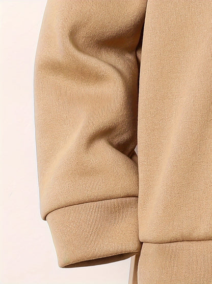 Creative Christmas Reindeer Pattern Design, Boy's 2pcs Co Ord Set, Comfy Long Sleeve Hoodie & Casual Versatile Sweatpants, Warm Fleece Outfit, Ideal For Autumn And Winter Outdoor Wear