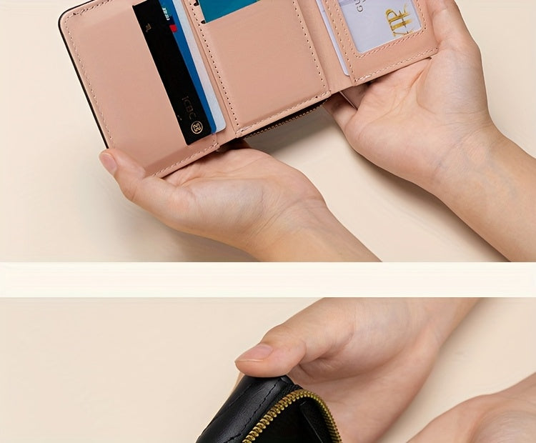 Կանացի նորաձև մինիմալիստական ​​ծալովի դրամապանակ՝ ճարմանդային դիզայնով, մեծ տարողությամբ, հասանելի է 6 գույնով