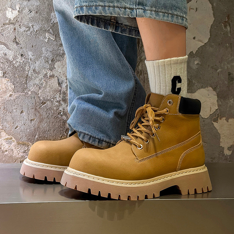 Men's British-Style Premium Riding Short Lace-Up Boots