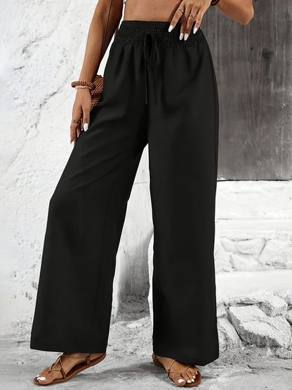 Elegant Solid Color Twisted Knot Straight-Leg Pants