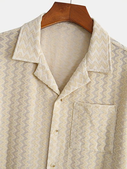 Men's Stretch Jacquard Short Sleeve Shirt & Shorts Set