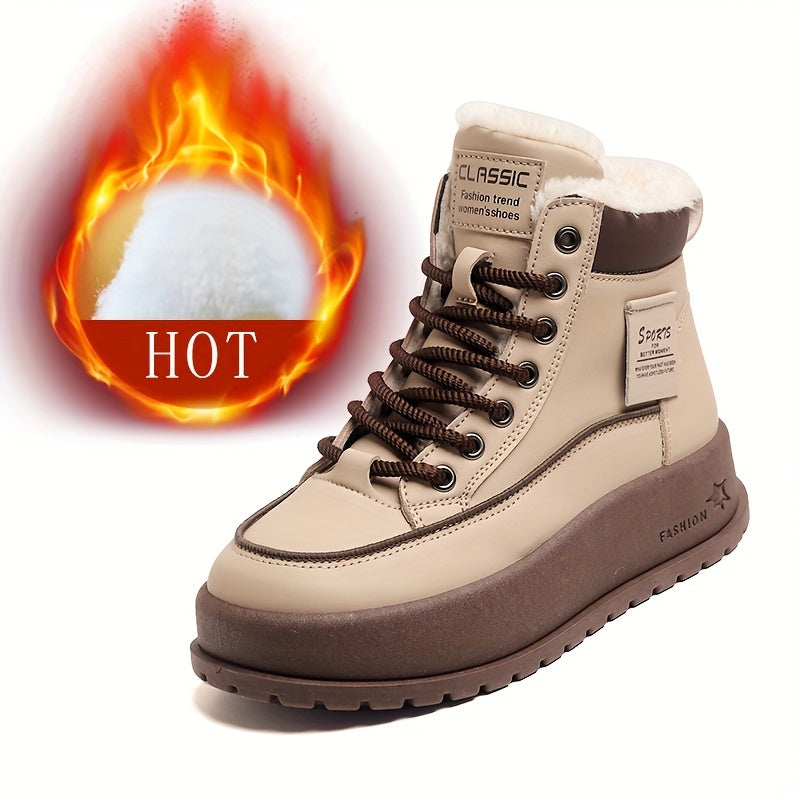 Կանացի մեկուսացված, փափուկ ծածկով ձմեռային կոշիկներ, չսահող, հաստ ներբանով կարճաճիթ կոշիկներ, բրդյա ծածկով բացօթյա ցածր կոշիկներ, ոճային բարձրակրունկ ամենօրյա կոշիկներ ձմռան համար: