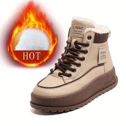 Կանացի մեկուսացված, փափուկ ծածկով ձմեռային կոշիկներ, չսահող, հաստ ներբանով կարճաճիթ կոշիկներ, բրդյա ծածկով բացօթյա ցածր կոշիկներ, ոճային բարձրակրունկ ամենօրյա կոշիկներ ձմռան համար: