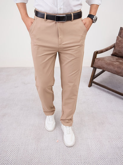 Men'S Casual Solid Color Regular Length Slight Stretch Woven Fabric Pants for Adult