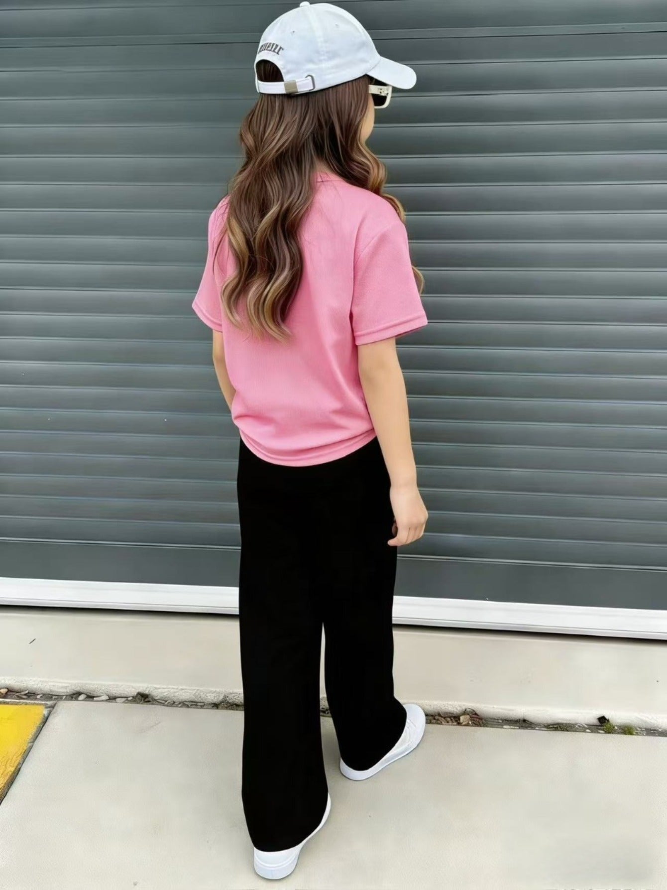 Girls Casual 2-Piece Summer Set: Printed T-Shirt & Wide Leg Pants