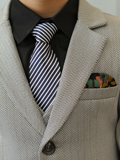 Boys' 3-Piece Striped Suit Set with Jacket, Pants & Tie
