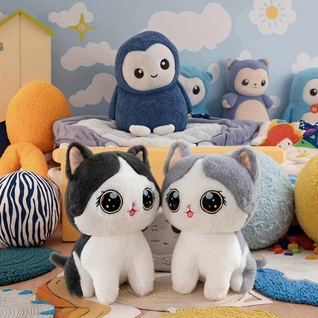 Նոր խելոք մուլտֆիլմային փափուկ խաղալիք փոքրիկ կատվի տեսքով, հասանելի է մոխրագույն և սև ոճերով, կատարյալ է որպես տոնական նվեր, նվեր, Սուրբ Ծննդյան անակնկալ, Շնորհակալության օրվա նվեր, ընկերոջ նվեր, տոնական նվեր, օրվա նվեր, զույգի նվեր, Սուրբ Վալենտինի օր: