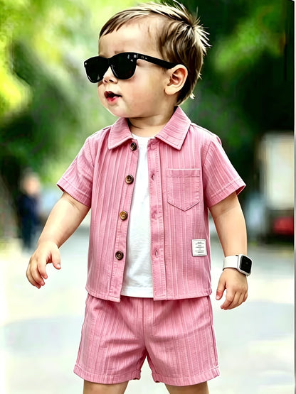Baby Boy Summer Shorts Set with Short Sleeve Shirt