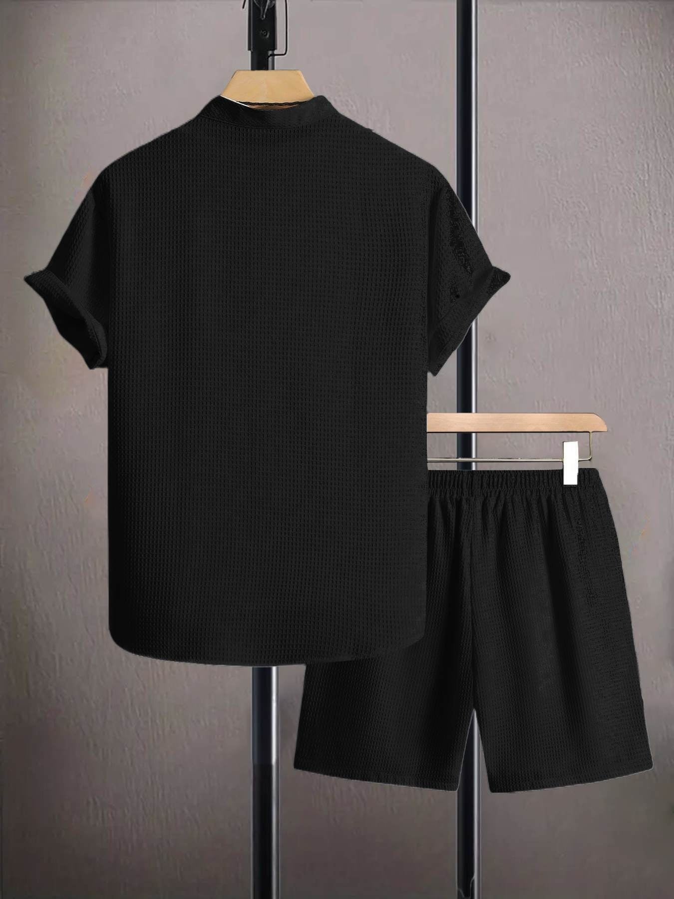 Men's Casual Short Sleeve Shirt & Drawstring Shorts Set