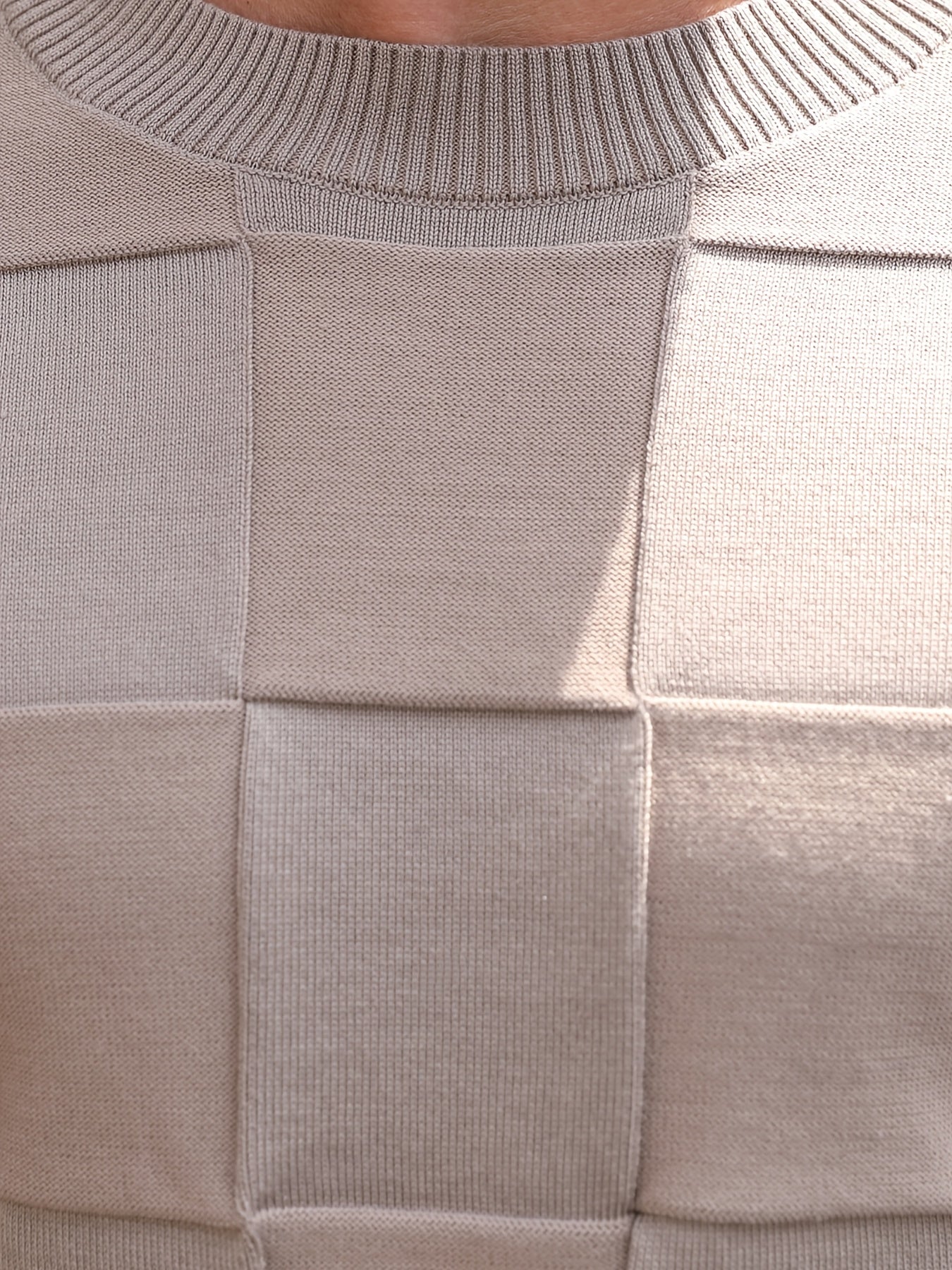 Տղամարդու կլոր վզնոցով, տեքստուրավորված երկրաչափական նախշերով, միագույն սվիտեր, աշնանային և ձմեռային նորաձև երկարաթև սվիտեր