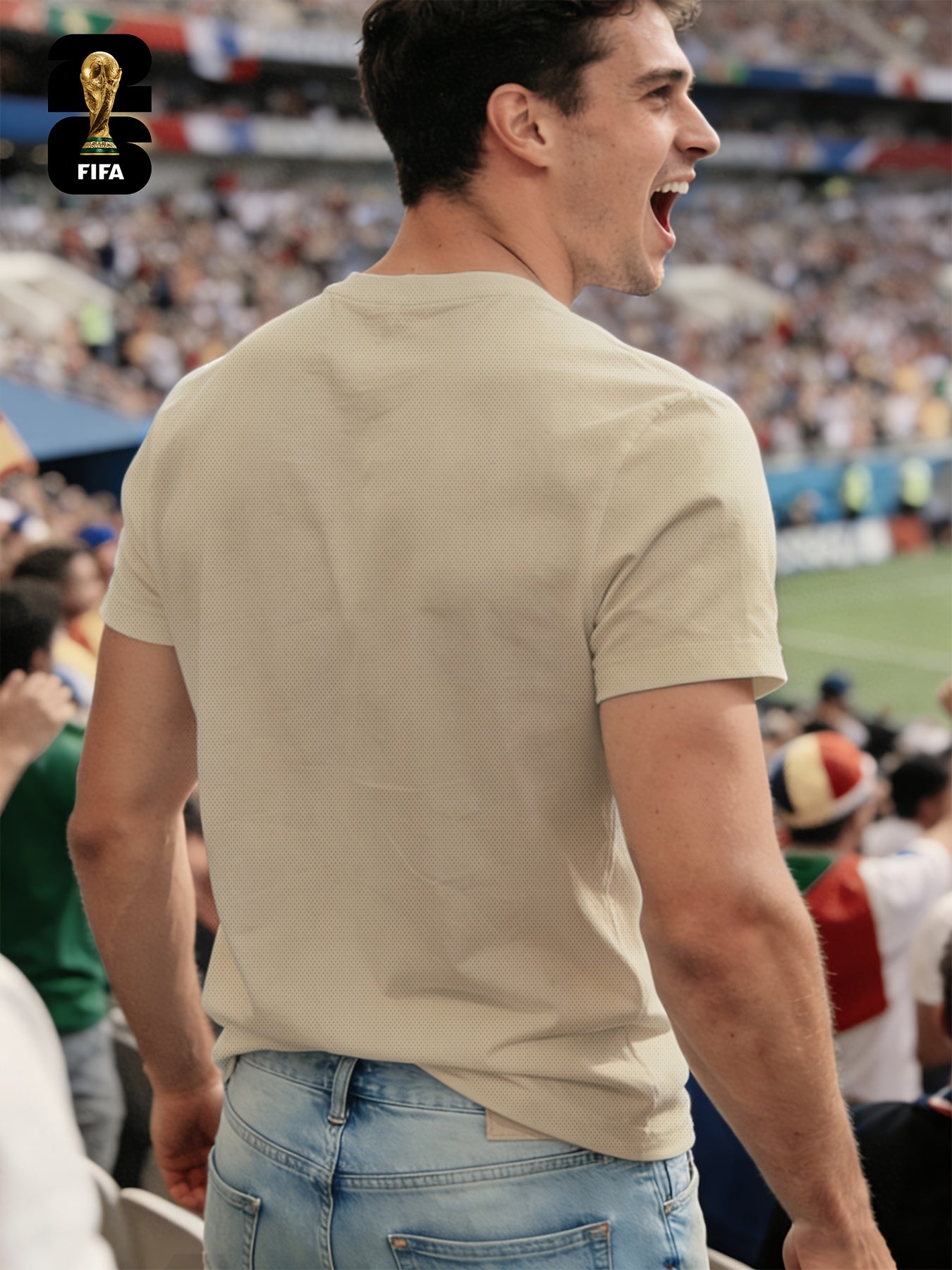 Men's Breathable Summer T-Shirt with FIFA World Cup Print