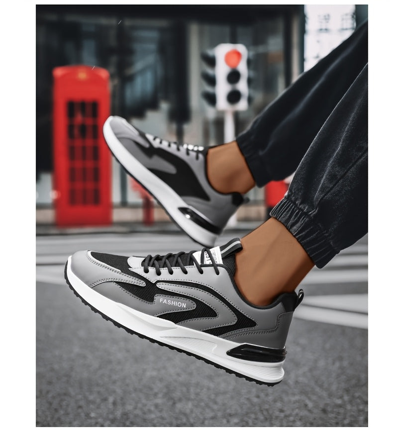 Men'S Plus Size Fashion Sneakers - Breathable Mesh Lace-Up Casual Shoes with Thick PVC Sole, Low-Top Design for All Seasons, Spring/Summer/Fall, Versatile Streetwear, Allseason Shoes | Minimalist Sneakers | Durable PVC Sol - ayq