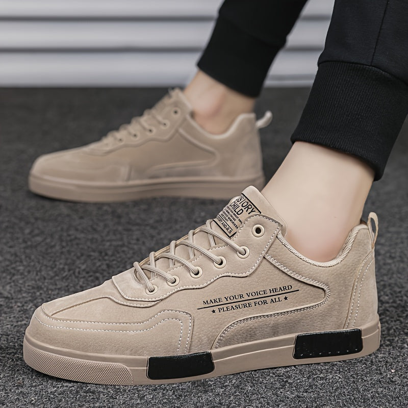 Men's Fashion Street-Inspired Low-Top Skateboard Sneakers, Comfort Anti-Slip Lace-Up Athletic Shoes, Universal Fit Casual Running Footwear, All-Season Solid & Stripe Pattern, PU Upper Fabric Insole Rubber Sole