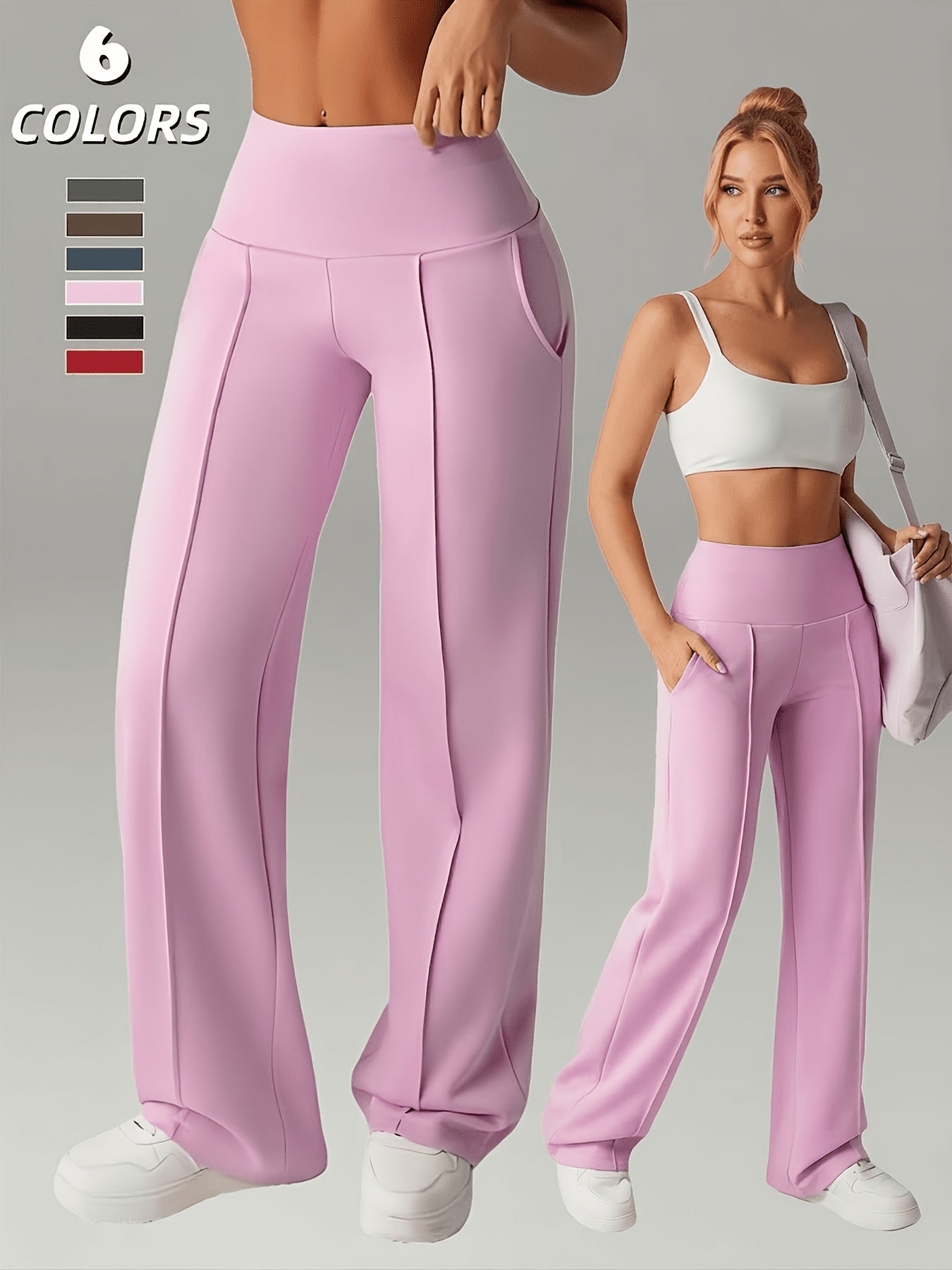 Women’s High-Waist Wide-Leg Leggings with Pockets