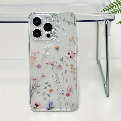 Transparent Shell with Transparent Colorful Flowers TPU Anti-Fall Full Coverage Precision Protective Case for Apple iPhone6/7/8/X/Xs/Xr/Xs Max/11/12/13/14/15/16Pro Max